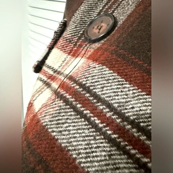 Decree Women’s Small or Junior’s Large Brown Rust Double Breasted Plaid Jacket - Picture 5 of 5